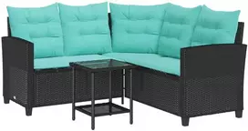 Sodo sofa 2 vnt. 5-Vietų skaičius Juoda ir turkio Poli ratanas