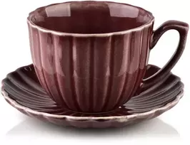 Affek Design EVIE BURGUNDY puodelis ir lėkštutė 300 ml