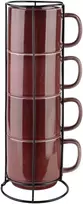 Affek Design EVIE BURGUNDY 4 puodelių ant stovo rinkinys (4 x 370 ml)
