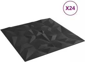 Sienų plokštės 24 vnt. 50 x 50 cm Juoda XPS Putplastis