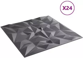 Sienų plokštės 24 vnt. 50 x 50 cm Amethyst Pilkas