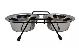 Stovas su dubenėliais šuniui Höppy MS Wire Diner Trapeze, 1.8 l, 2 vnt., sidabro sp.