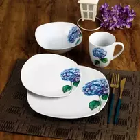 Affek Design LEA PURPLE indų rinkinys, 16 dalių, 370 ml puodelis / 500 ml dubuo, 17/19,5/25,5 cm