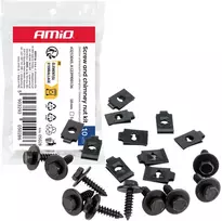 Universalių varžtų ir tvirtinimo plokštelių rinkinys 18 mm ? 5 mm 10 vnt. amio-05028
