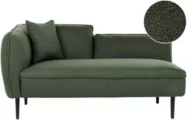 Sofa Beliani Kairysis šezlongas CHEVANNES, „bouclé“, tamsiai žalios spalvos