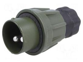 Plug | circular | male | PIN: 2 | for cable | soldering | Colour: olive