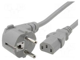 Cable | CEE 7/7 (E/F) plug angled,IEC C13 female | 4m | grey | PVC