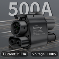 CCS2 į CCS1 adapteris AC+DC – 500 A, 1000 V, iki 500 kW JAV elektromobiliams