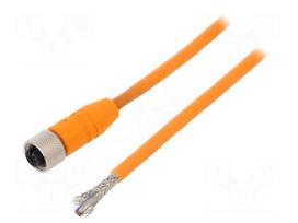 Connection lead | M12 | PIN: 4 | straight | 5m | plug | 240VAC | 4A | IP67