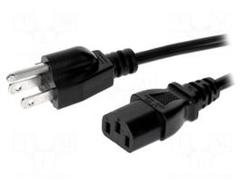 Cable | SVT | 3x18AWG | IEC C13 female,NEMA 5-15 (B) plug | PVC | 1.8m