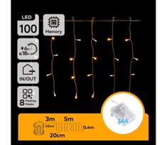 Aigostar - LED Lauko girlianda 100xLED/8 funkcijų 3xAA 8x0,4m IP44 šiltai balta