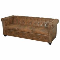 Chesterfield Sofa 3-vietis Ruda Dirbtinė Oda