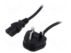 Cable | H05VV-F | 3x1mm2 | BS 1363 (G) plug,IEC C13 female | PVC | 1m