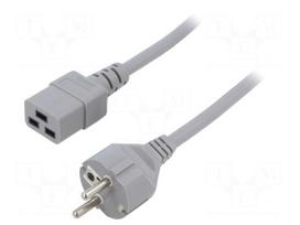 Cable | H05VV-F | 3x1mm2 | CEE 7/7 (E/F) plug,IEC C19 female | PVC