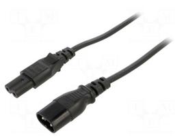 Cable | H03VVH2-F | 2x0.75mm2 | IEC C7 female,IEC C8 male | PVC | 1.8m