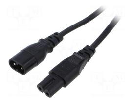 Cable | H03VVH2-F | 2x0.75mm2 | IEC C7 female,IEC C8 male | PVC | 1m