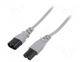 Cable | H03VVH2-F | 2x0.75mm2 | IEC C7 female,IEC C8 male | PVC | 1m
