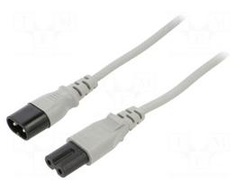 Cable | H03VVH2-F | 2x0.75mm2 | IEC C7 female,IEC C8 male | PVC | 3m