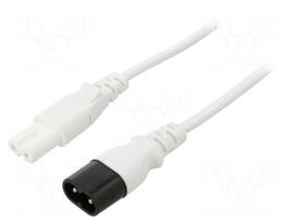 Cable | H03VVH2-F | 2x0.75mm2 | IEC C7 female,IEC C8 male | PVC | 0.5m