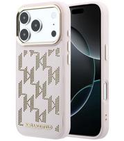 Rožinis dėklas Apple iPhone 17 Pro telefonui "Karl Lagerfeld PU Perforated Monogram MagSafe Case"