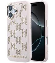 Rožinis dėklas Apple iPhone 17 telefonui "Karl Lagerfeld PU Perforated Monogram MagSafe Case"