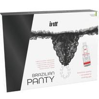 INTT RELEASES - Juodos Braziliškos kelnaitės su perlais ir lubrika