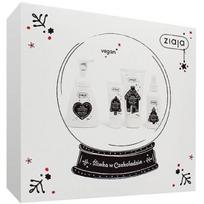 Ziaja Choco Plum Set kūno priežiūros rinkinys (dušo gelis, 160 ml + putos, 250 ml + rankų kremas, 50 ml + kūno dulksna, 100 ml)