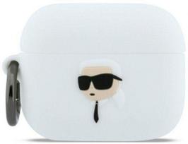 Laidinės ausinės Karl Lagerfeld  Silicone Karl Head 3D Apple AirPods Pro 3 White