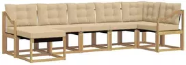 Lauko sofos komplektas 7 vnt. 7 vietos Balta ir kreminė
