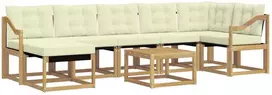 Lauko sofos komplektas 8 vnt. 7 vietos Balta ir kreminė
