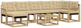 Lauko sofos komplektas 8 vnt. 7 vietos Balta ir kreminė