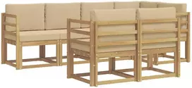 Lauko sofos komplektas 7 vnt. 7 vietos Balta ir kreminė