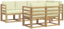 Lauko sofos komplektas 7 vnt. 7 vietos Balta ir kreminė