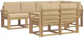 Lauko sofos komplektas 7 vnt. 7 vietos Balta ir kreminė
