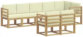 Lauko sofos komplektas 8 vnt. 8 vietos Balta ir kreminė