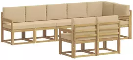 Lauko sofos komplektas 8 vnt. 8 vietos Balta ir kreminė