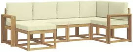 Lauko sofos komplektas 6 vnt. 6 vietos Balta ir kreminė