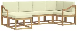 Lauko sofos komplektas 6 vnt. 6 vietos Balta ir kreminė