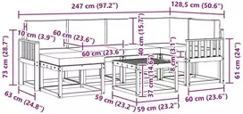 Lauko sofos komplektas 7 vnt. 6 vietos Balta ir kreminė