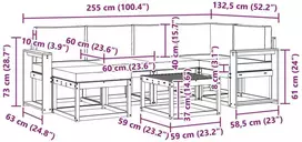 Lauko sofos komplektas 7 vnt. 6 vietos Balta ir kreminė