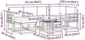 Lauko sofos komplektas 7 vnt. 6 vietos Balta ir kreminė