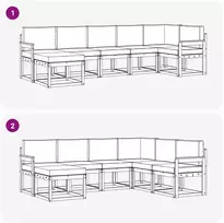 Lauko sofos komplektas 7 vnt. 7 vietos Balta ir kreminė