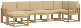 Lauko sofos komplektas 7 vnt. 7 vietos Balta ir kreminė