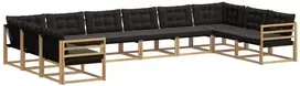 Lauko sofos komplektas 10 vnt. 10 vietos Balta ir juoda