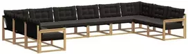 Lauko sofos komplektas 10 vnt. 10 vietos Balta ir juoda