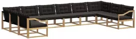 Lauko sofos komplektas 10 vnt. 10 vietos Balta ir juoda