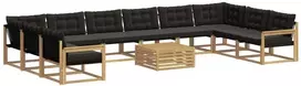 Lauko sofos komplektas 11 vnt. 10 vietos Balta ir juoda
