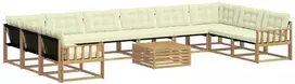 Lauko sofos komplektas 11 vnt. 10 vietos Balta ir kreminė