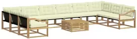 Lauko sofos komplektas 11 vnt. 10 vietos Balta ir kreminė