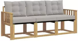 Lauko sofos komplektas 3 vnt. 3 vietos Balta ir šviesiai pilka